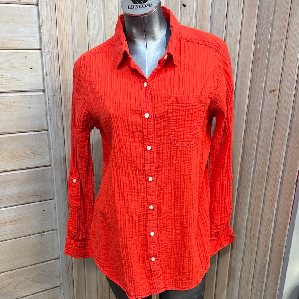 St. John's Bay Vibrant Red/Orange Button-Down Shirt